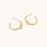 Aniq Pavé Cross Round Huggie Earrings | 18k Gold Vermeil & 925 Sterling Silver | 15mm | Hypoallergenic