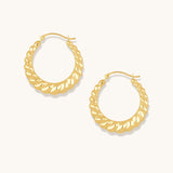 Aniq Scalloped Hoops | 14k Solid Gold & 14k White Gold | 25mm | Hypoallergenic