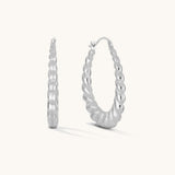Aniq Scalloped Hoops | 14k Solid Gold & 14k White Gold | 25mm | Hypoallergenic