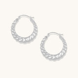 Aniq Scalloped Hoops | 14k Solid Gold & 14k White Gold | 25mm | Hypoallergenic