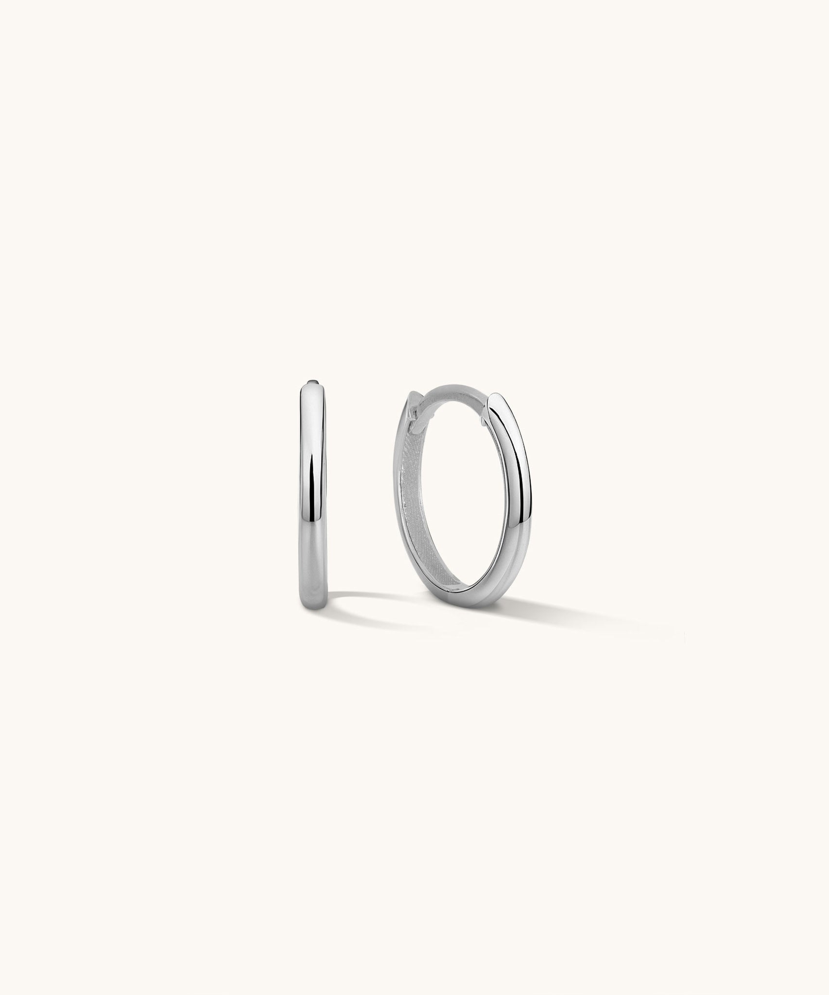 Aniq Mid Smooth Hoop Earrings  | 14k Solid Gold & 14k White Gold | 13mm | Hypoallergenic