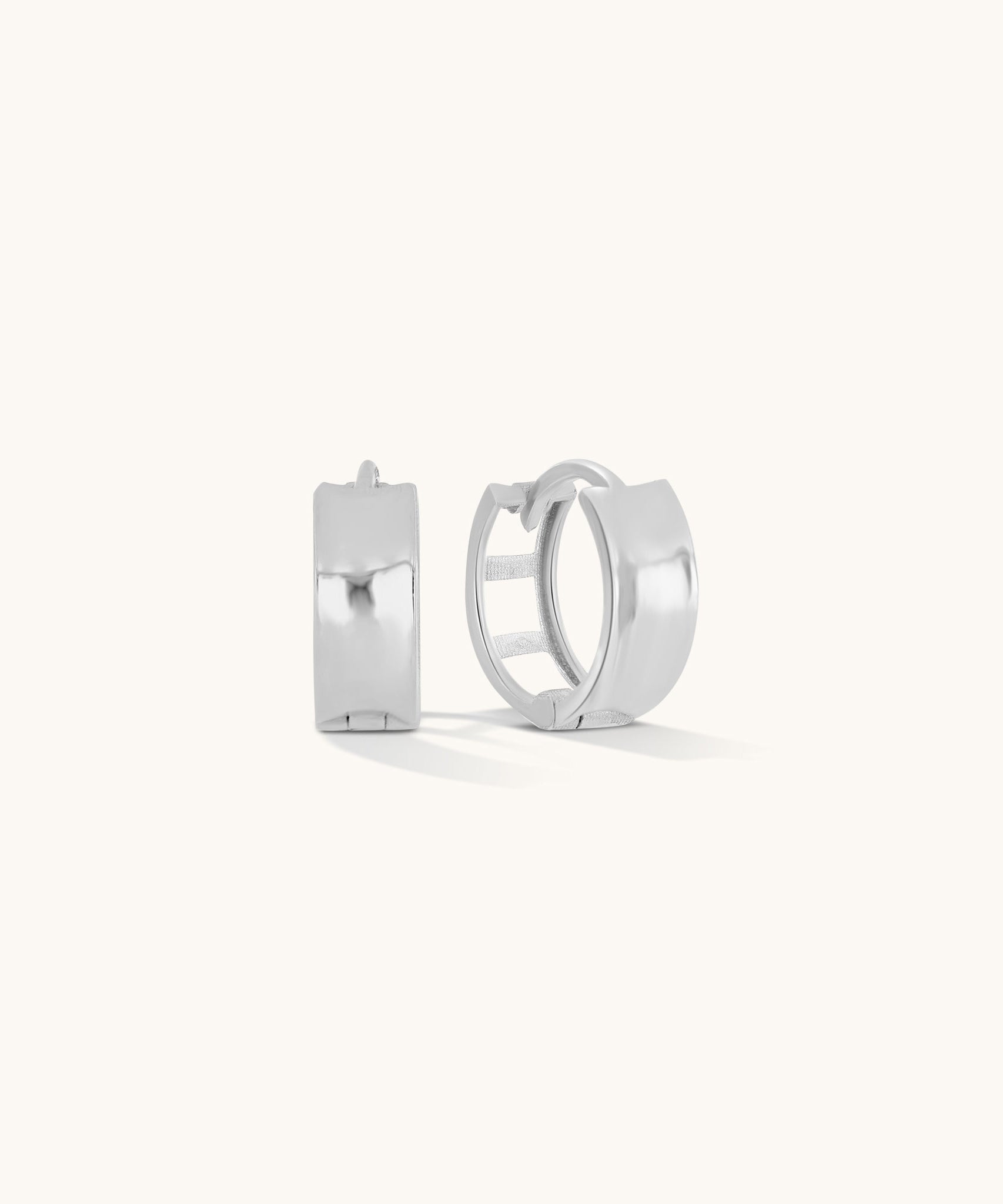 Aniq Chunky Slender Comfort Clean Huggie Earrings | 14k Solid Gold & 14k White Gold | Hypoallergenic