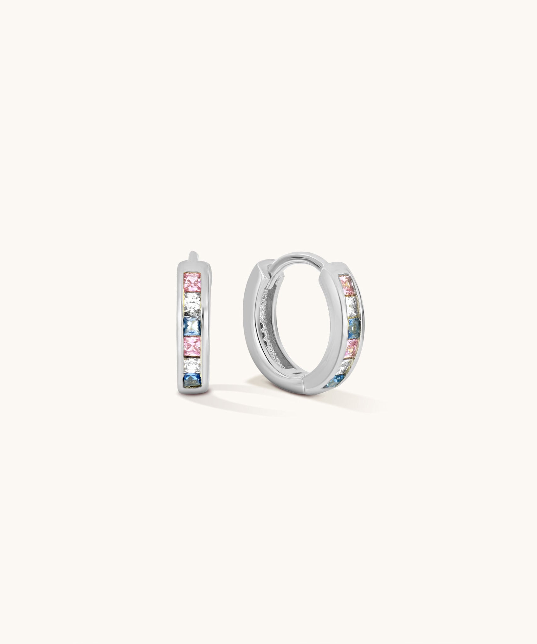 Aniq Pastel Gem Hoop Earrings | 18k Gold Vermeil & 925 Sterling Silver | Hypoallergenic