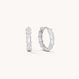Aniq Dynamic Round Huggie Earrings | 14k Solid Gold & 14k White Gold | 14mm | Hypoallergenic