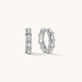 Aniq CZ Channel Hoop and Plain Band Pair | Sterling Silver | 15mm | Hypoallergenic