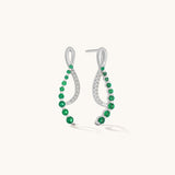 Aniq Drop Earrings with Green Gem Chain | 18k Gold Vermeil & 925 Sterling Silver | Hypoallergenic