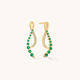Aniq Drop Earrings with Green Gem Chain | 18k Gold Vermeil & 925 Sterling Silver | Hypoallergenic