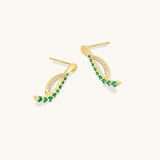 Aniq Drop Earrings with Green Gem Chain | 18k Gold Vermeil & 925 Sterling Silver | Hypoallergenic