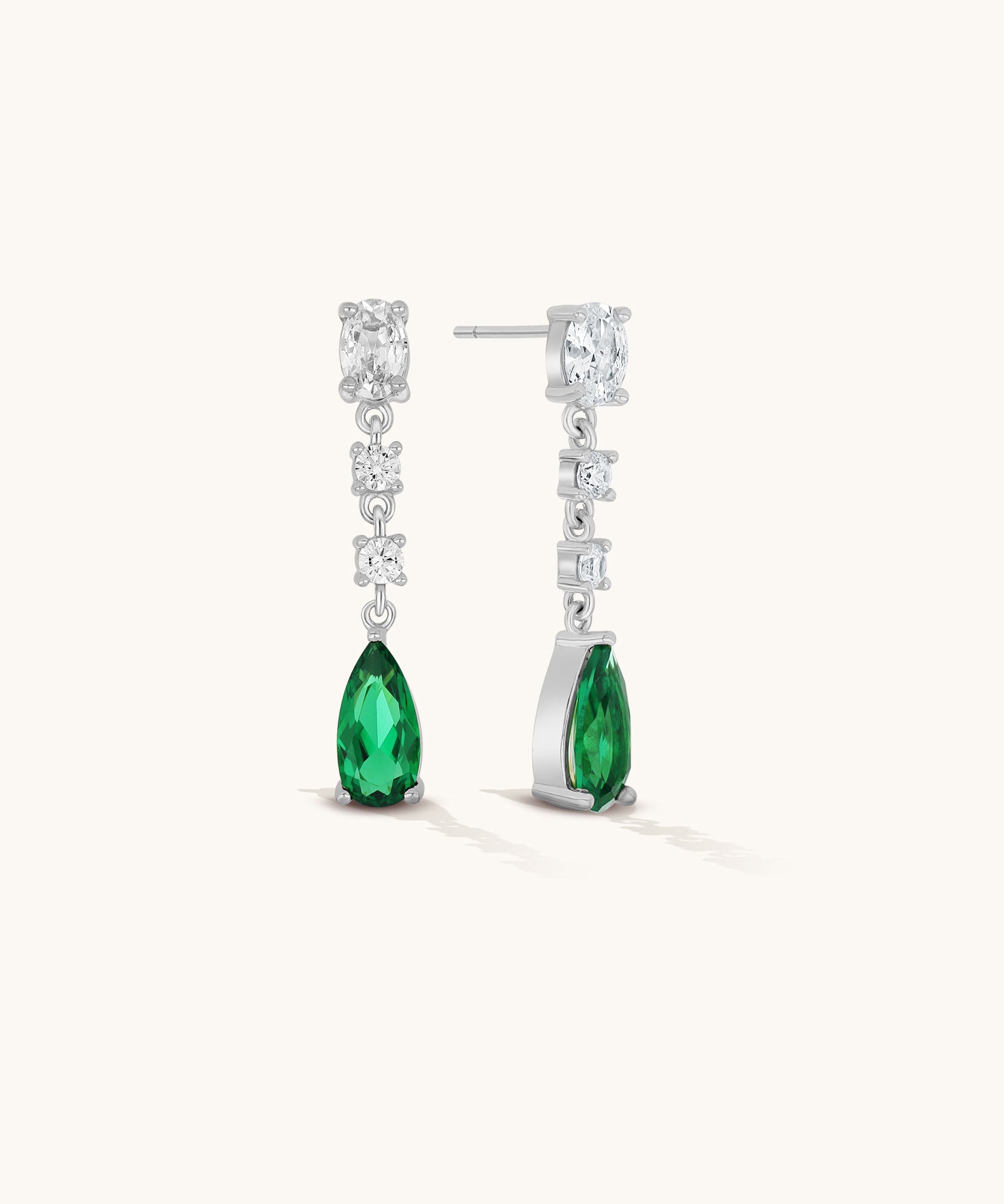 Aniq Drop Earrings with Emerald Green Teardrop | 18k Gold Vermeil & 925 Sterling Silver | Hypoallergenic