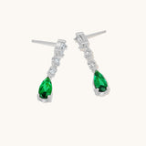 Aniq Drop Earrings with Emerald Green Teardrop | 18k Gold Vermeil & 925 Sterling Silver | Hypoallergenic