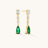 Aniq Drop Earrings with Emerald Green Teardrop | 18k Gold Vermeil & 925 Sterling Silver | Hypoallergenic