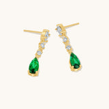 Aniq Drop Earrings with Emerald Green Teardrop | 18k Gold Vermeil & 925 Sterling Silver | Hypoallergenic
