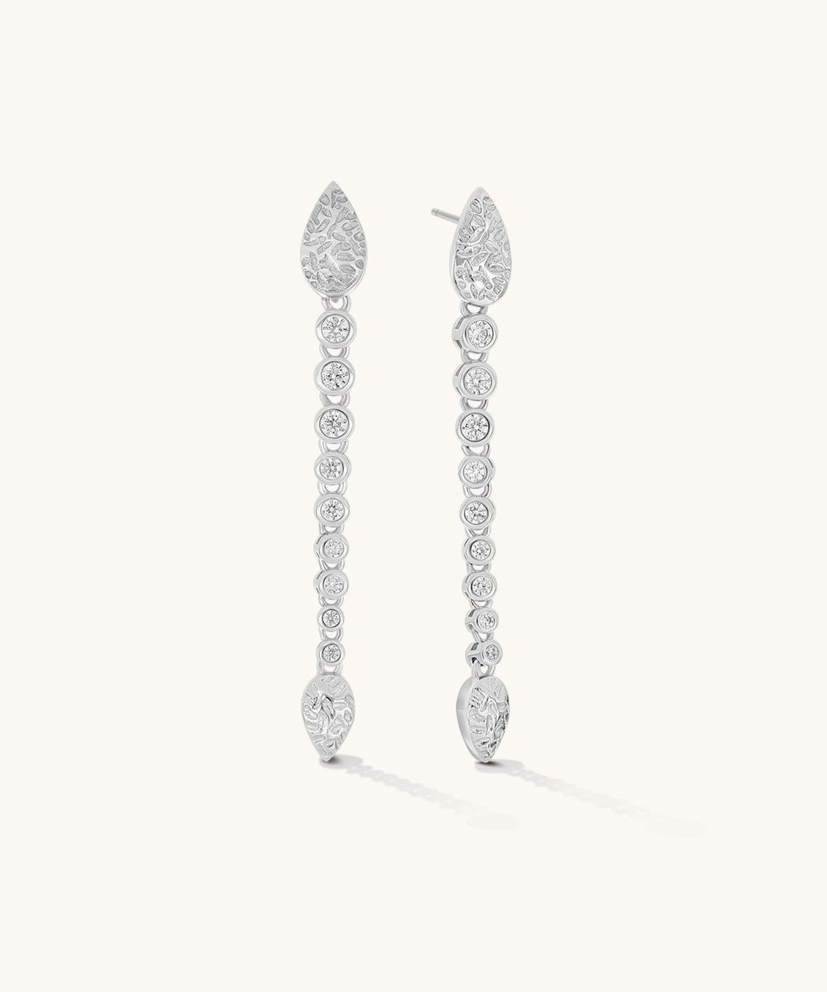 Aniq Leaves and CZ Drop Earrings | 18k Gold Vermeil & 925 Sterling Silver | 21mm | Hypoallergenic