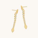 Aniq Leaves and CZ Drop Earrings | 18k Gold Vermeil & 925 Sterling Silver | 21mm | Hypoallergenic