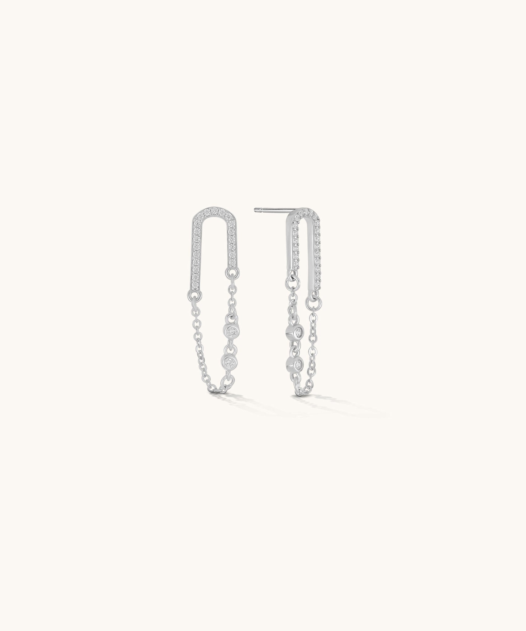 Aniq Chain Drop Earrings with Crystal Accents | 18k Gold Vermeil & 925 Sterling Silver | Hypoallergenic