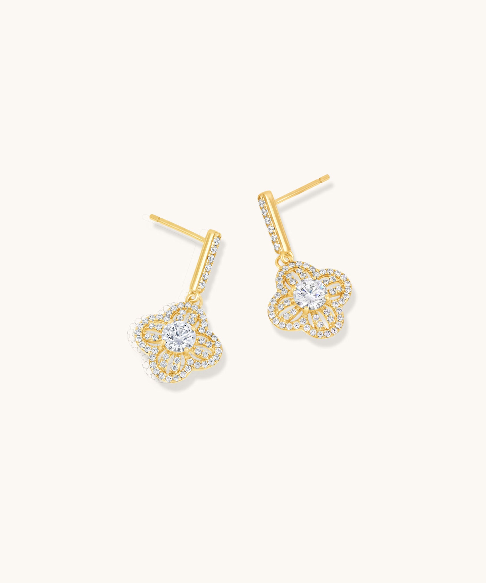 Aniq Filigree Drop Earrings with Pave Accent | 18k Gold Vermeil & 925 Sterling Silver | Hypoallergenic