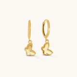 Aniq Hoop Earrings with Circle and Bunny Charm | 14k Solid Gold & 14k White Gold | Hypoallergenic
