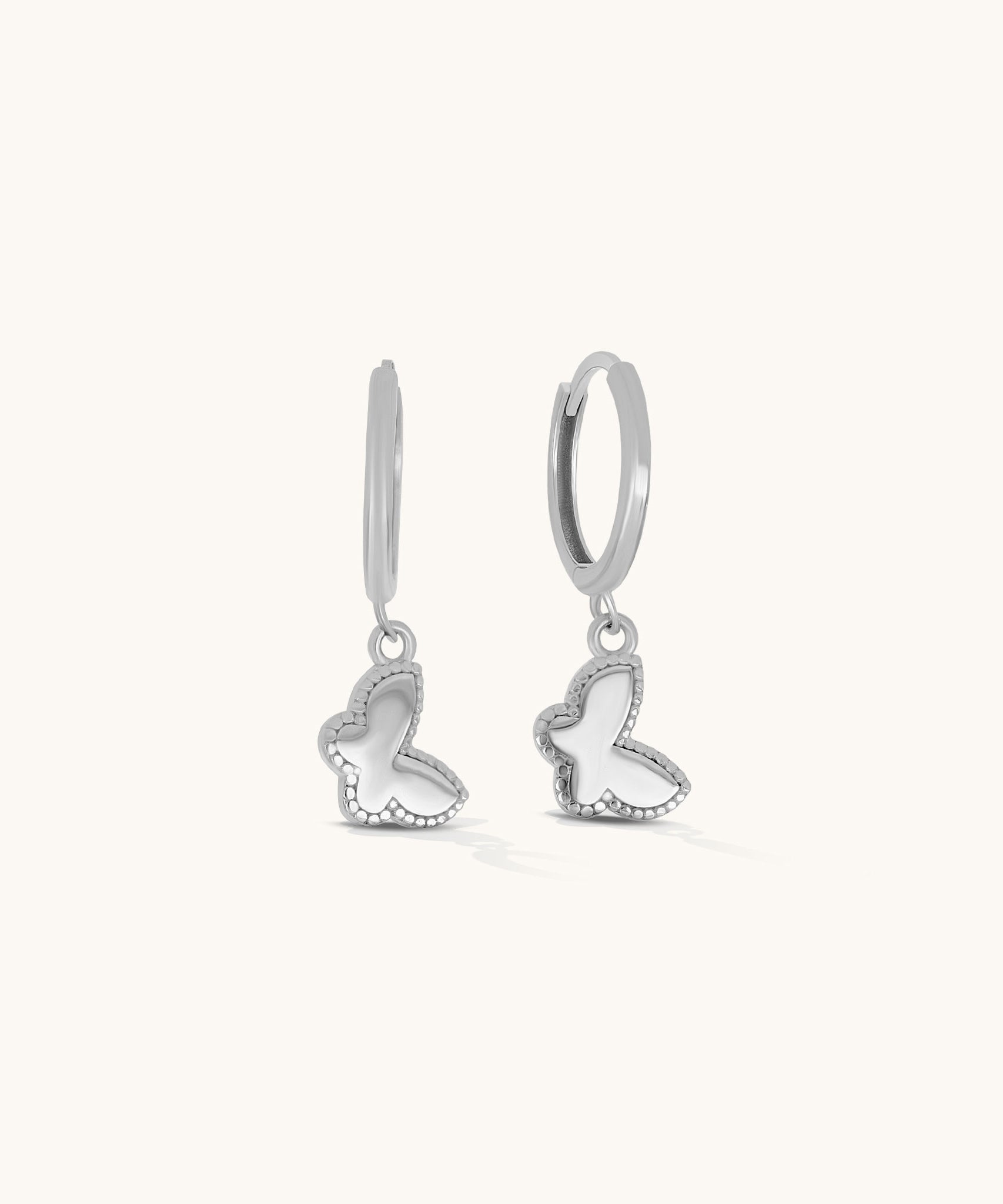 Aniq Hoop Earrings with Circle and Bunny Charm | 14k Solid Gold & 14k White Gold | Hypoallergenic
