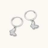 Aniq Hoop Earrings with Circle and Bunny Charm | 14k Solid Gold & 14k White Gold | Hypoallergenic