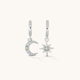 Aniq Hoop Earrings with Sun and Moon Charms | 18k Gold Vermeil & 925 Sterling Silver | Hypoallergenic