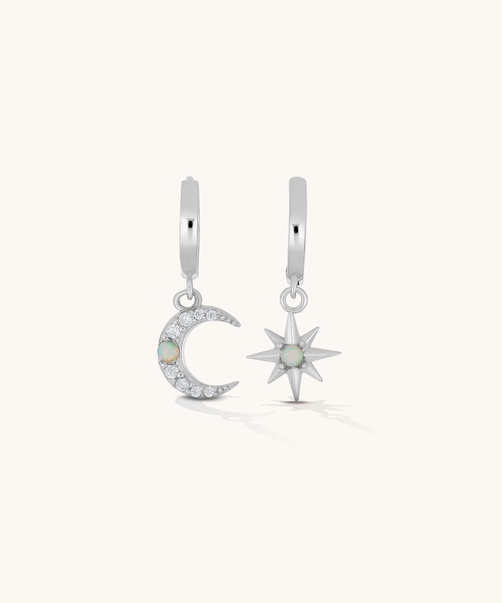 Aniq Hoop Earrings with Sun and Moon Charms | 18k Gold Vermeil & 925 Sterling Silver | Hypoallergenic