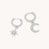 Aniq Hoop Earrings with Sun and Moon Charms | 18k Gold Vermeil & 925 Sterling Silver | Hypoallergenic