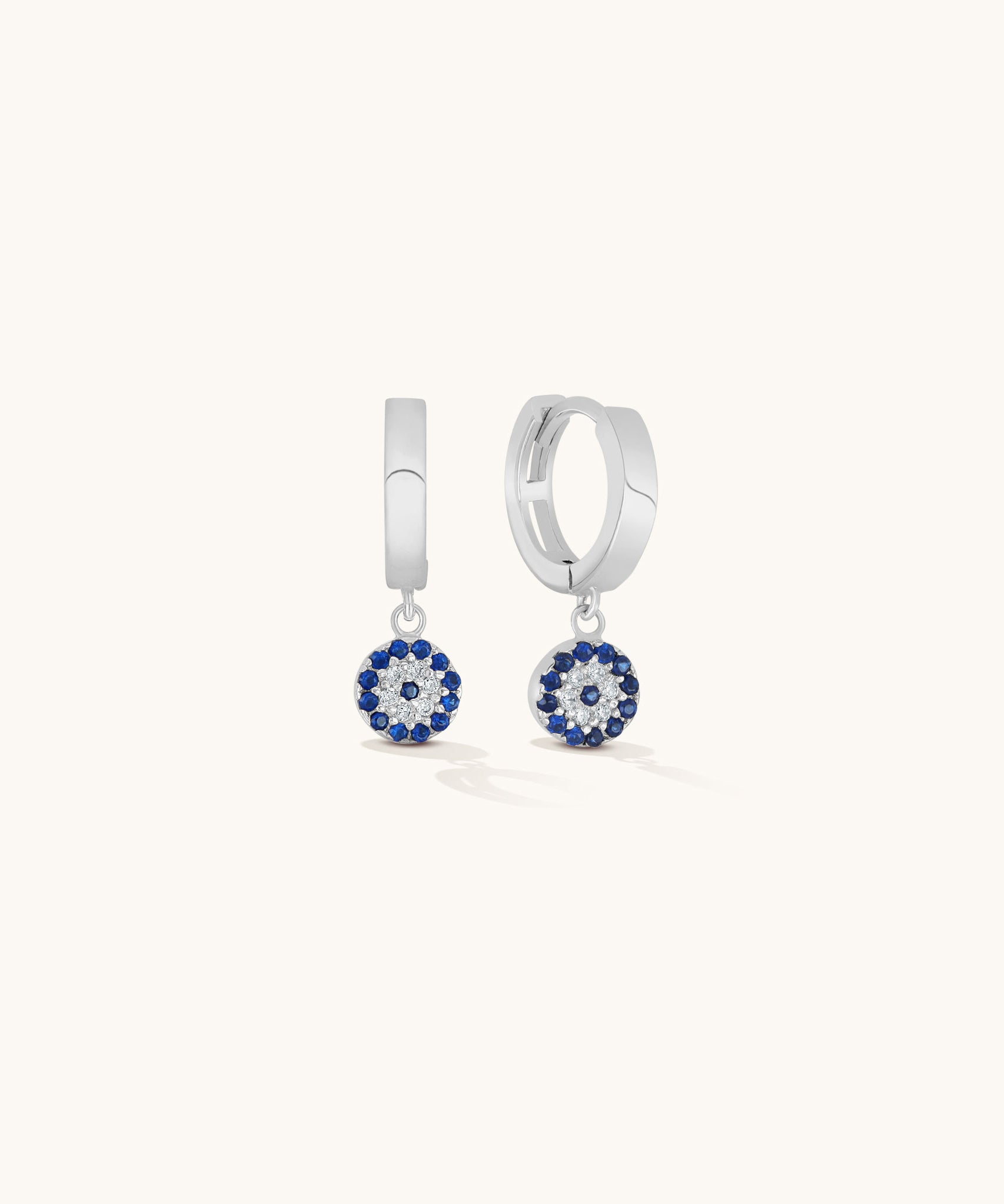 Aniq Hoop Earrings with Blue Floral Enamel Charms | 18k Gold Vermeil & 925 Sterling Silver | 12mm | Hypoallergenic