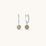Aniq Hoop Earrings with Smoky Crystal Drop | 18k Gold Vermeil & 925 Sterling Silver | 14mm | Hypoallergenic
