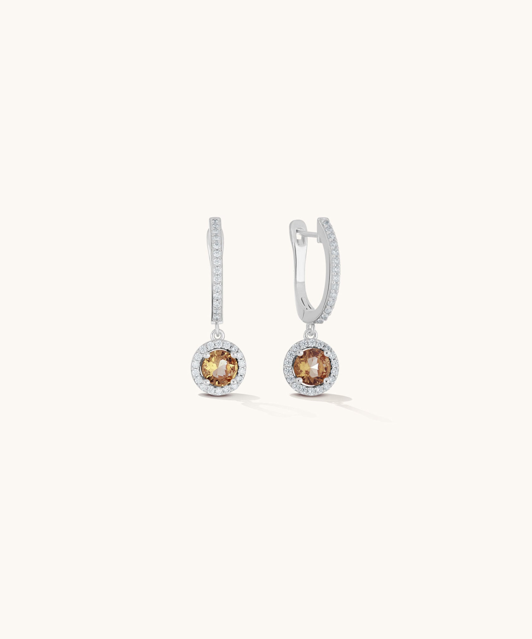 Aniq Hoop Earrings with Smoky Crystal Drop | 18k Gold Vermeil & 925 Sterling Silver | 14mm | Hypoallergenic