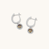 Aniq Hoop Earrings with Smoky Crystal Drop | 18k Gold Vermeil & 925 Sterling Silver | 14mm | Hypoallergenic
