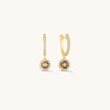 Aniq Hoop Earrings with Smoky Crystal Drop | 18k Gold Vermeil & 925 Sterling Silver | 14mm | Hypoallergenic