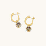 Aniq Hoop Earrings with Smoky Crystal Drop | 18k Gold Vermeil & 925 Sterling Silver | 14mm | Hypoallergenic