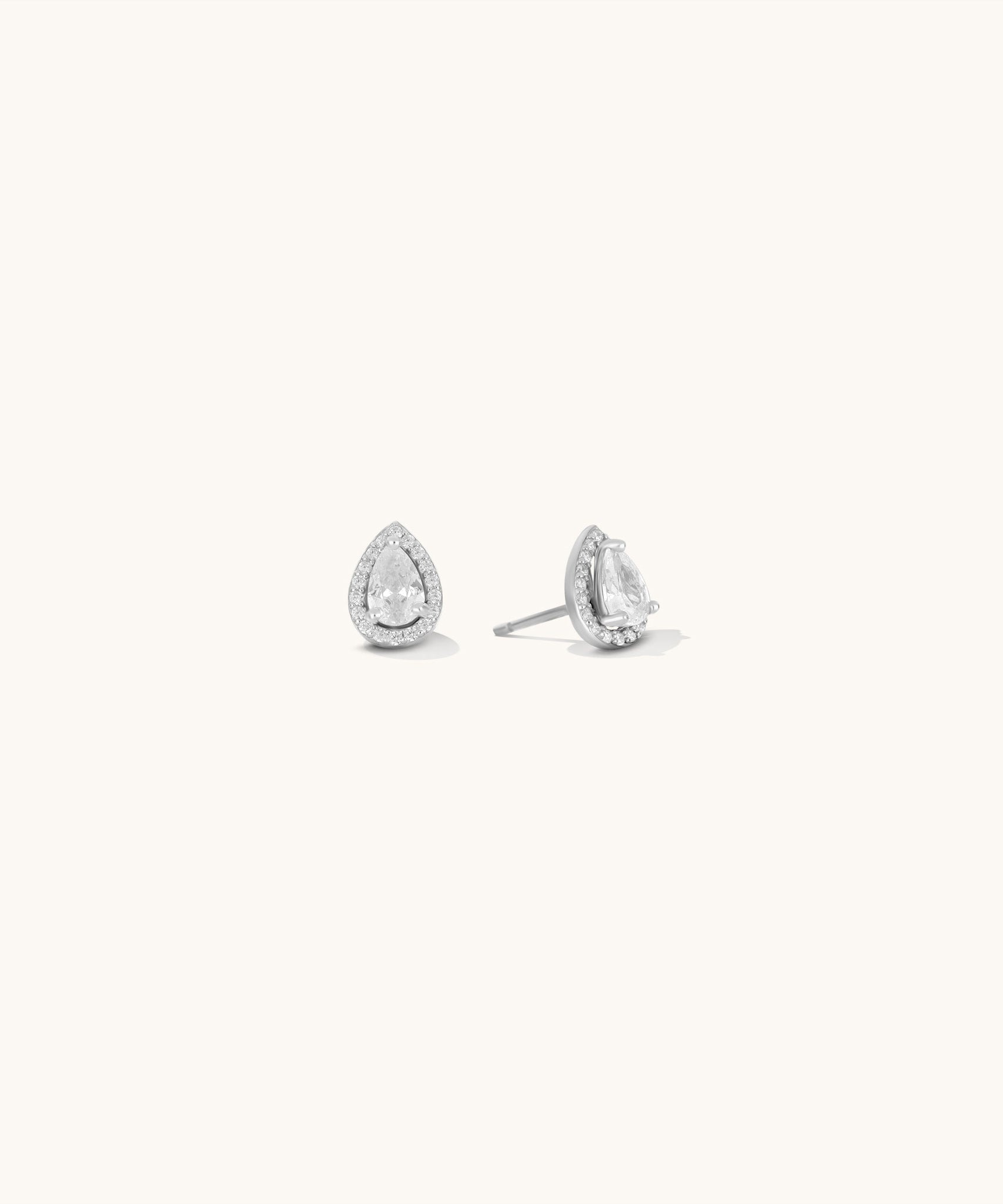 Aniq Pavé Pearcut Stud Earrings | 18k Gold Vermeil & 925 Sterling Silver | 9mm | Hypoallergenic