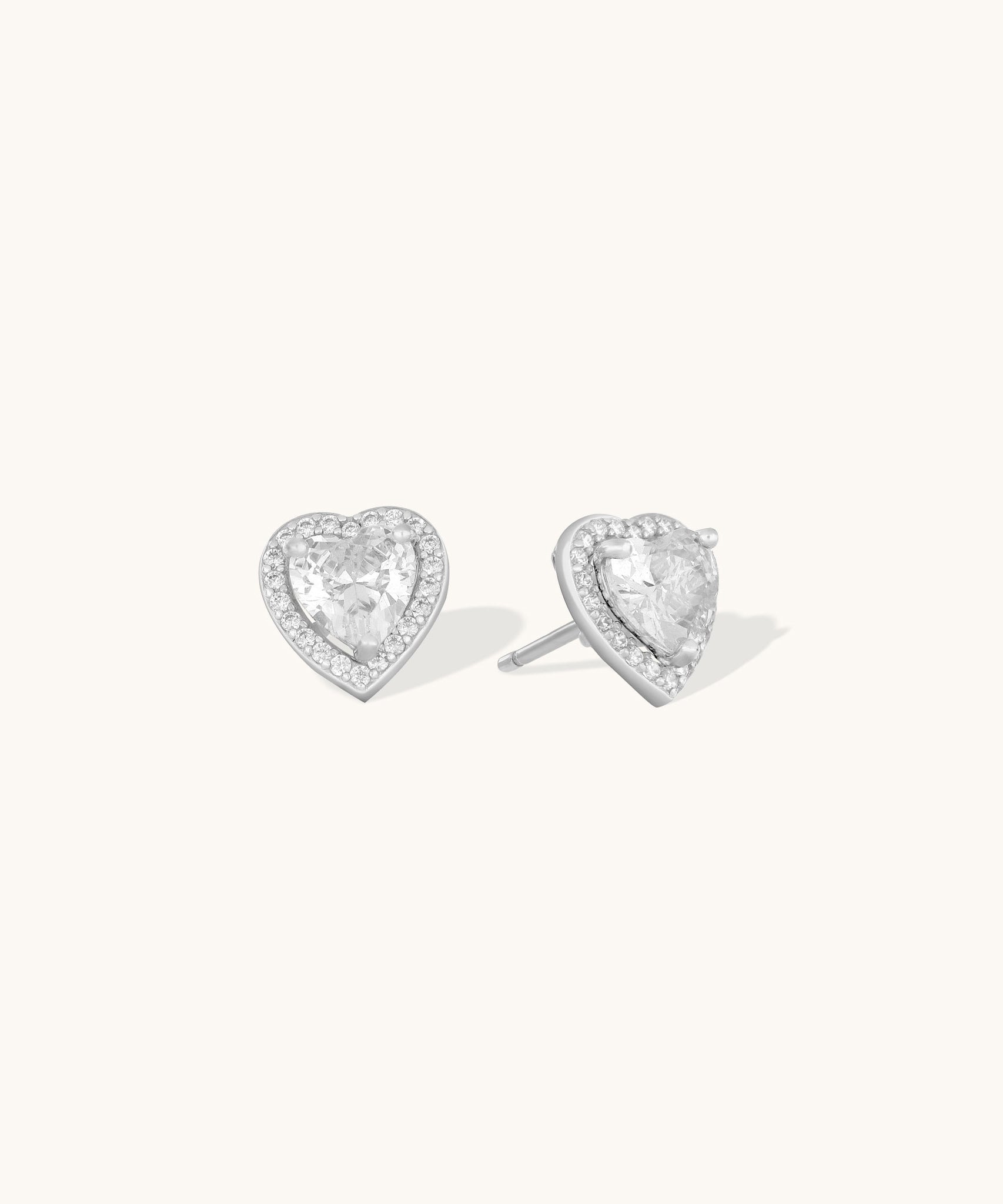 Aniq Diamond Heart Spark Stud Earrings | 18k Gold Vermeil & 925 Sterling Silver | 9mm | Hypoallergenic