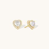 Aniq Diamond Heart Spark Stud Earrings | 18k Gold Vermeil & 925 Sterling Silver | 9mm | Hypoallergenic