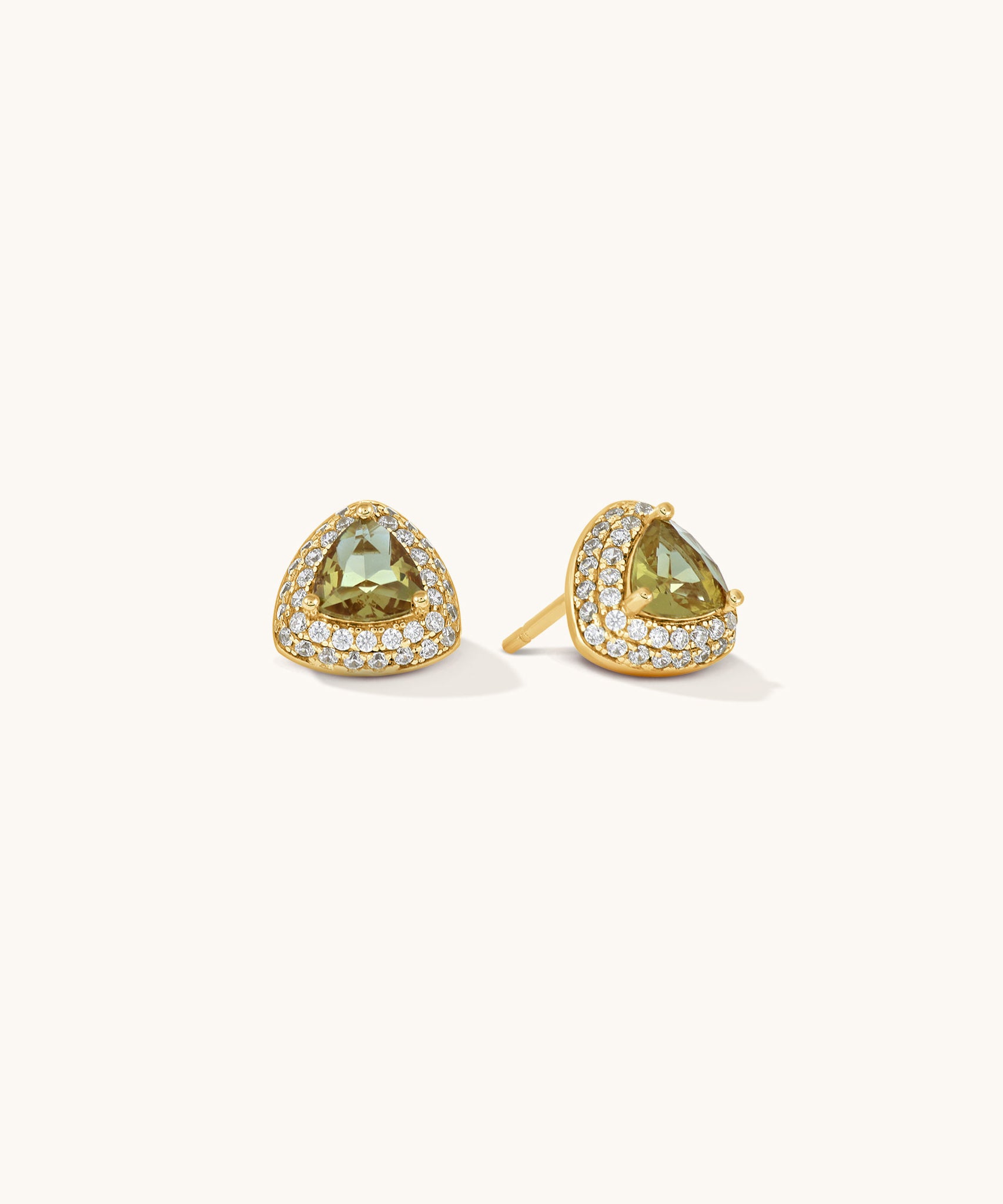 Aniq Golden Trillion Glow Stud Earrings | 18k Gold Vermeil & 925 Sterling Silver | 9mm | Hypoallergenic
