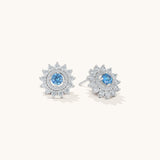 Aniq Icy Blue Round CZ with Spiked Halo | 18k Gold Vermeil | 14mm | Hypoallergenic
