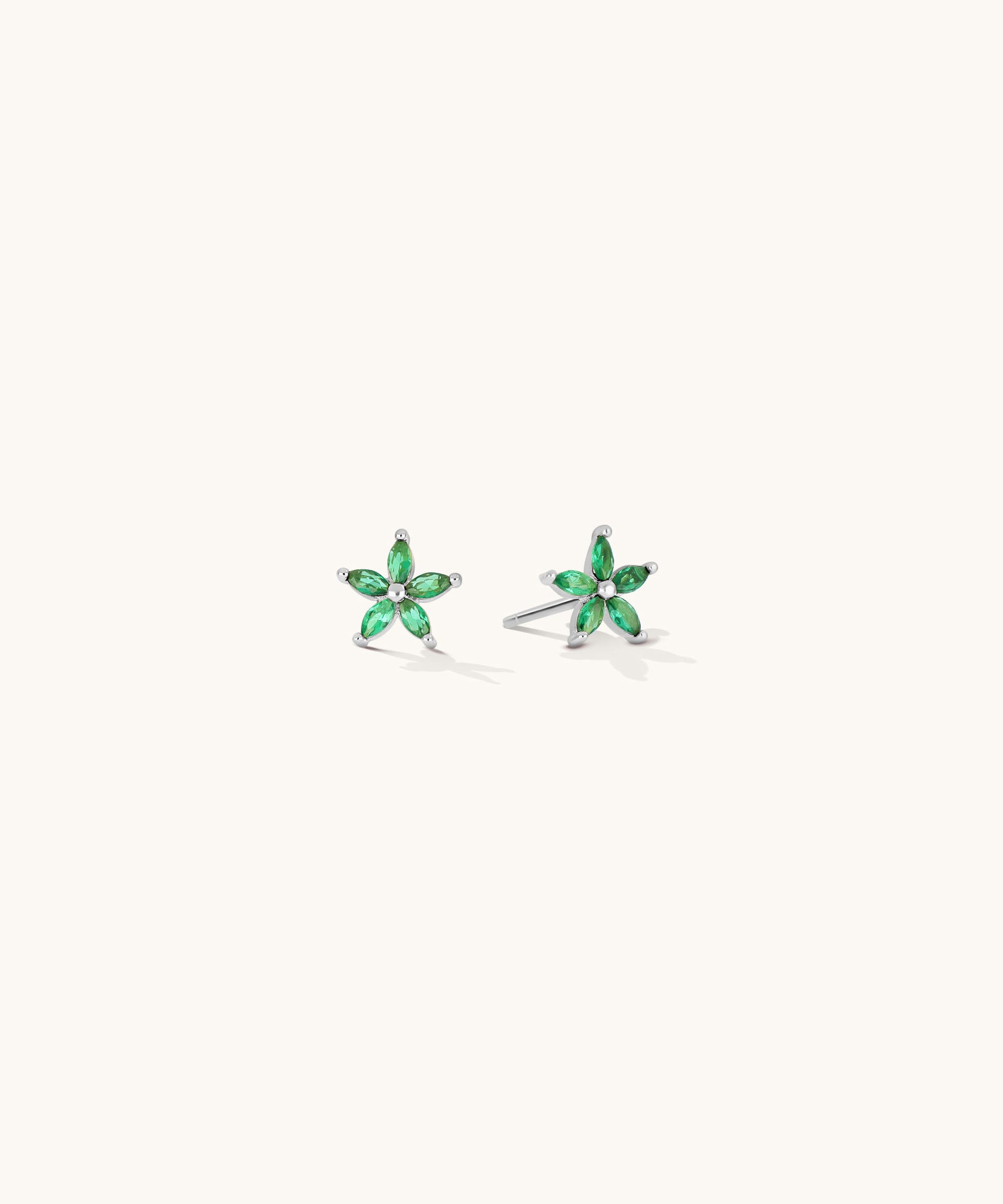 Aniq Emerald Starburst Stud Earrings | 18k Gold Vermeil & 925 Sterling Silver | Hypoallergenic