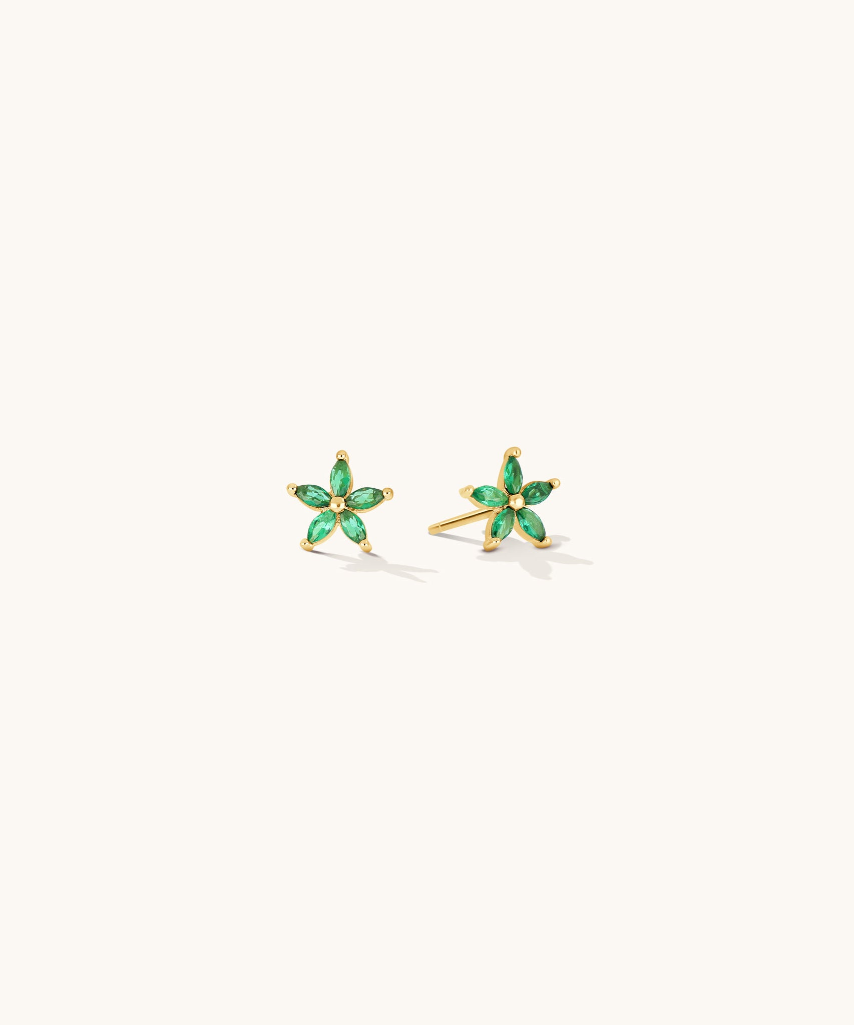 Aniq Emerald Starburst Stud Earrings | 18k Gold Vermeil & 925 Sterling Silver | Hypoallergenic