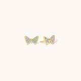 Aniq Crystal Wing Butterfly Stud Earrings | 18k Gold Vermeil & 925 Sterling Silver | Hypoallergenic
