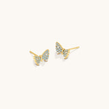 Aniq Crystal Wing Butterfly Stud Earrings | 18k Gold Vermeil & 925 Sterling Silver | Hypoallergenic
