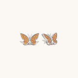 Aniq Monarch Orange Butterfly Stud Earrings | 18k Gold Vermeil & 925 Sterling Silver | Hypoallergenic