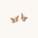 Aniq Monarch Orange Butterfly Stud Earrings | 18k Gold Vermeil & 925 Sterling Silver | Hypoallergenic