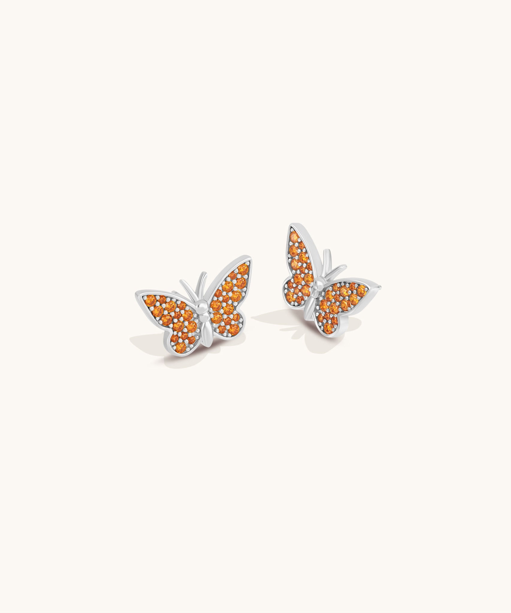 Aniq Monarch Orange Butterfly Stud Earrings | 18k Gold Vermeil & 925 Sterling Silver | Hypoallergenic