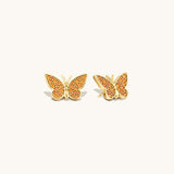 Aniq Monarch Orange Butterfly Stud Earrings | 18k Gold Vermeil & 925 Sterling Silver | Hypoallergenic