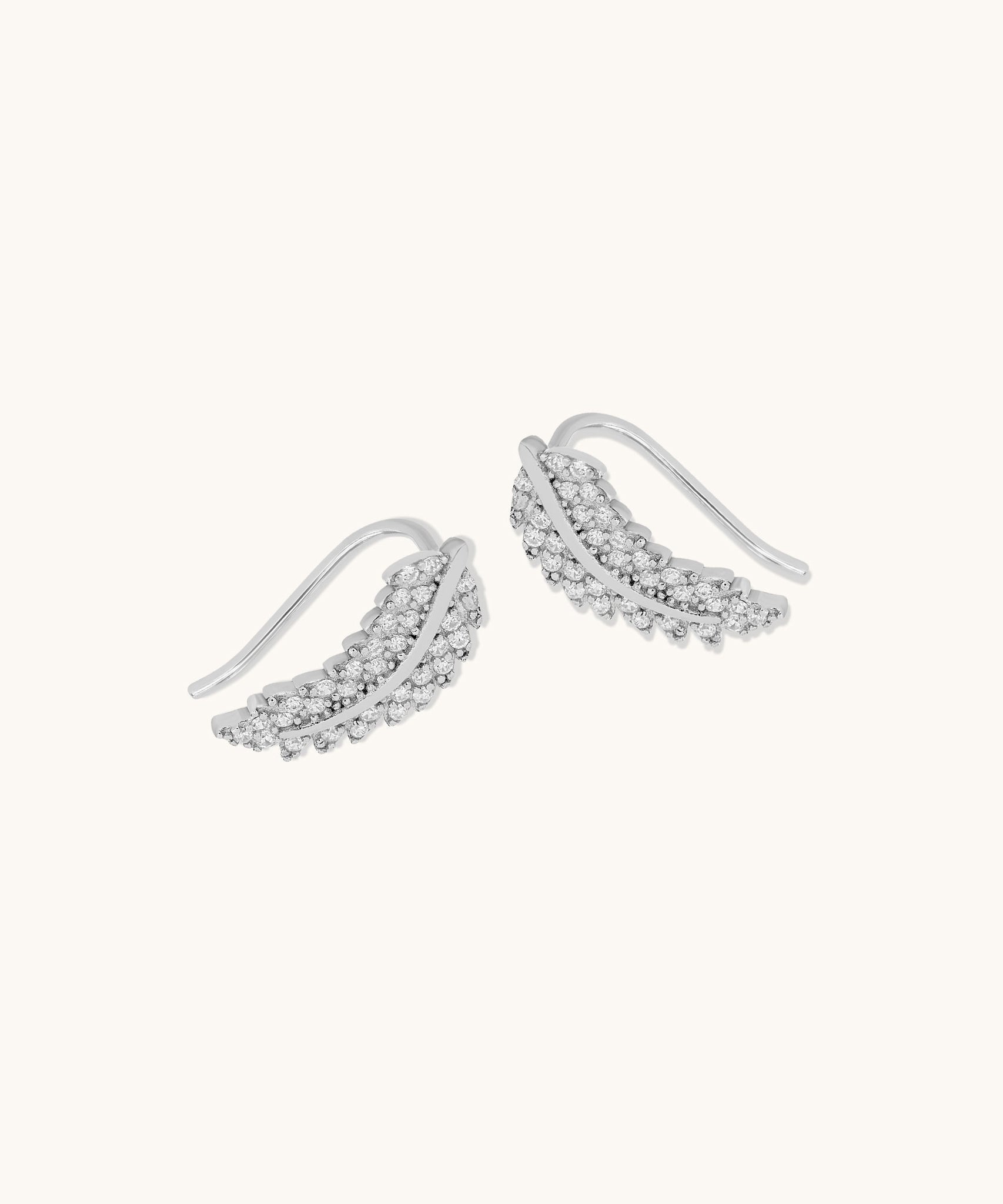 Aniq Curved Crystal Leaf Climbers | 18k Gold Vermeil & 925 Sterling Silver | Hypoallergenic