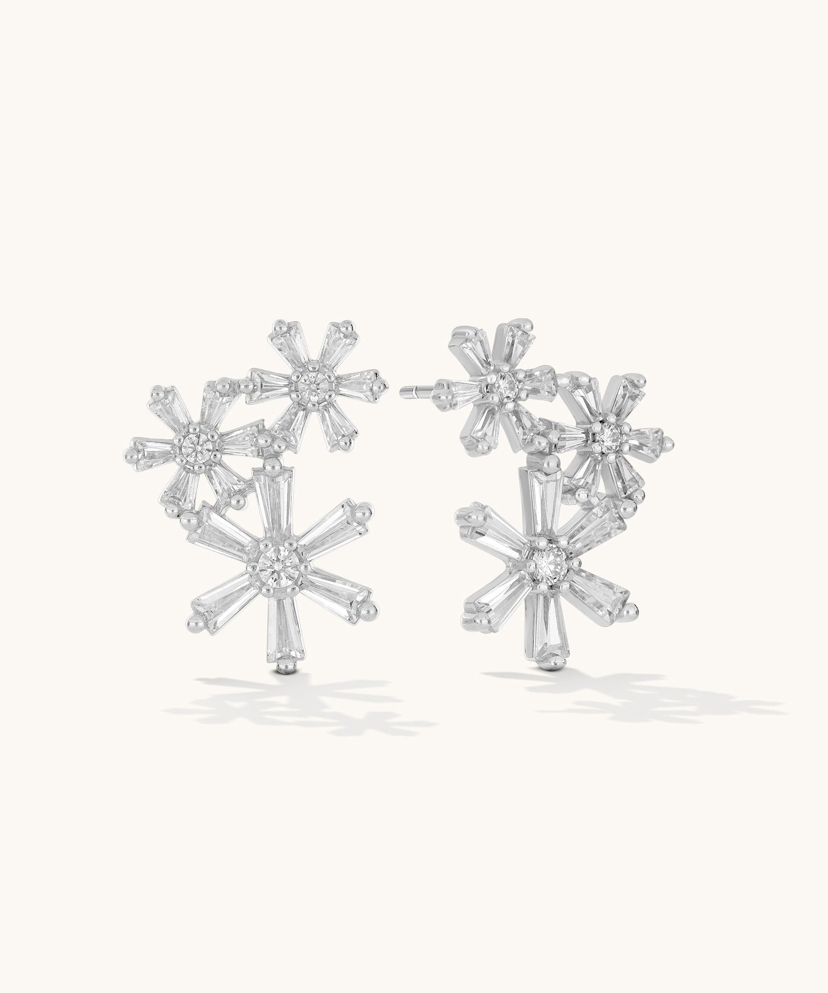Aniq Crystal Snowburst Stud Earrings | 18k Gold Vermeil & 925 Sterling Silver | Hypoallergenic