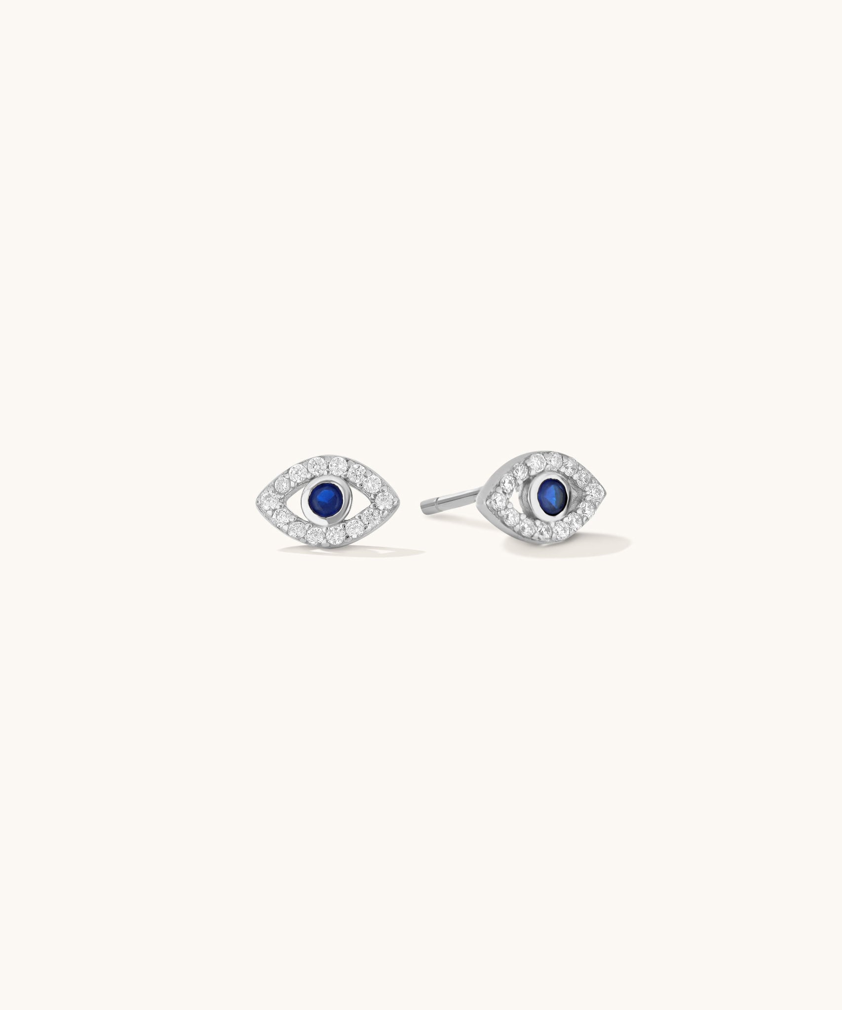 Aniq Crystal Evil Eye Stud Earrings | 18k Gold Vermeil & 925 Sterling Silver | Hypoallergenic
