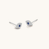 Aniq Crystal Evil Eye Stud Earrings | 18k Gold Vermeil & 925 Sterling Silver | Hypoallergenic