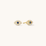 Aniq Crystal Evil Eye Stud Earrings | 18k Gold Vermeil & 925 Sterling Silver | Hypoallergenic
